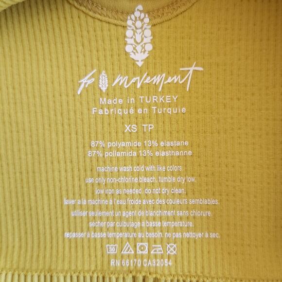 FREE PEOPLE Movement Free Throw Henley Crop Tank ribbed top yellow Size XS NEW - Picture 5 of 6